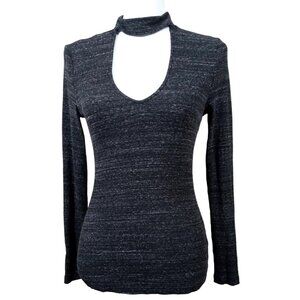 Tart Womens Black/Gray Keyhole Long Sleeve Blouse Size Extra Small